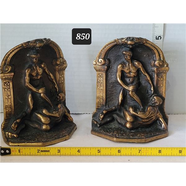 Antique highly collectable solid bronze, art nouveau, nude male Sculpture bookends.