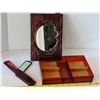 Image 2 : Vtg. Bakelite cosmetic/ jewel box & travel mirror/ comb