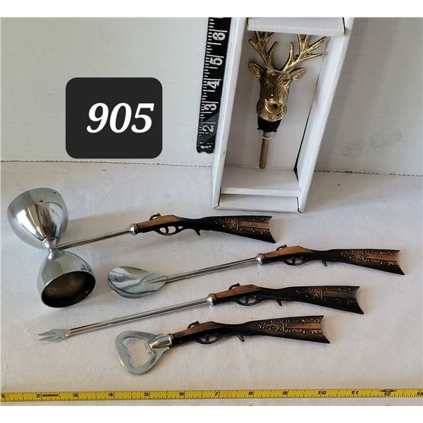 Novelty Rifle Barware for the gamesman plus Stag head liquid bottle spout.