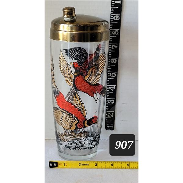 Mid century Hazel Pheasant cocktail shaker.