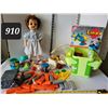 Image 1 : Lot of assorted vintage toys, games & doll. Includes Earthquake Jenga.
