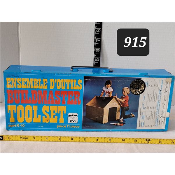 Vintage Buildmaster metal toolset & contents.