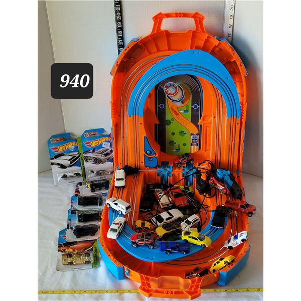 Hot Wheels racing set & many more cars.