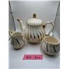 Image 1 : Sadler gold decorated teapot with cream and sugar