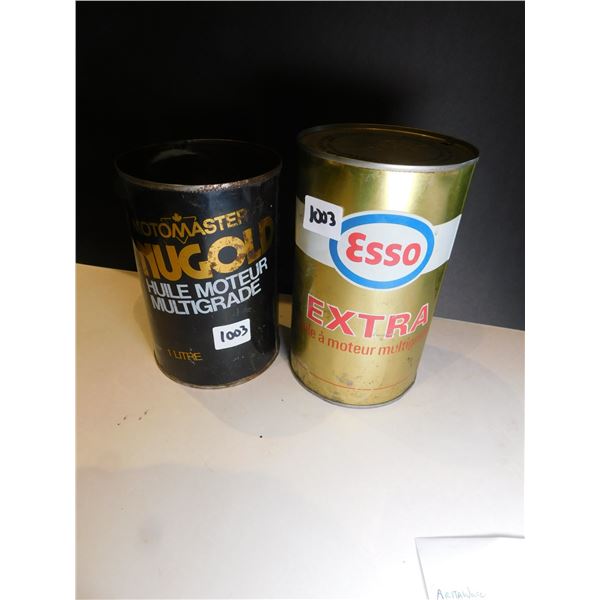 1003.  2-VINTAGE OIL TINS