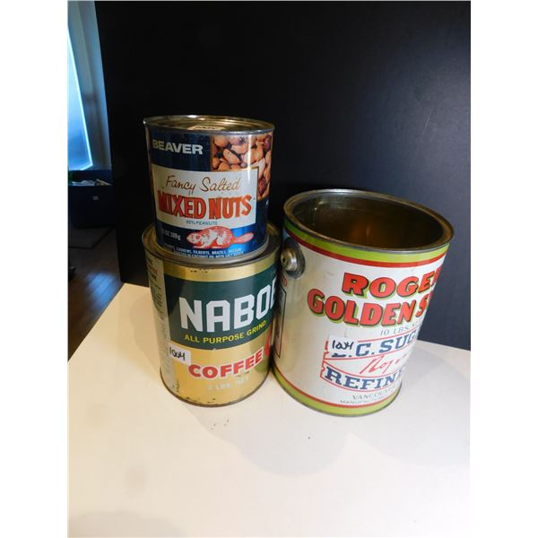 1004.  3-VINTAGE FOOD TINS