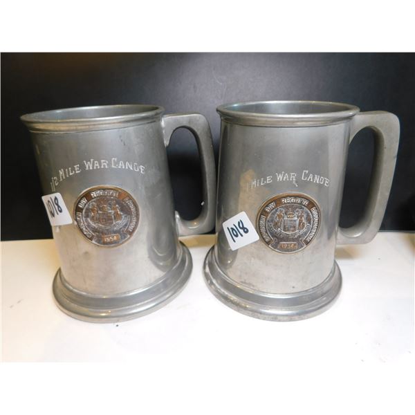 1018.  2-1954 DOMINION DAY REGATTA, CLEAR BOTTOM MUGS, CULFONIA ENGLISH PEWTER