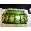 Image 1 : 2022.  GREEN CARNIVAL GLASS DIVIDED DISH