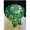 Image 4 : 1030.  VINTAGE GREENGLASS HANDBLOWN RUFFLE EDGED VASE