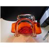 Image 3 : 1032.  ORANGY RED LARGE BASKET VASE