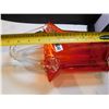 Image 4 : 1032.  ORANGY RED LARGE BASKET VASE