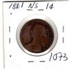 Image 2 : 1073.  1861 NOVA SCOTIA ONE CENT