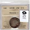 Image 1 : 1080.  1872H TWENTY-FIVE CENT ICCS CERTIFIED