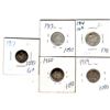 Image 1 : 1090.  5-STERLING SILVER TEN CENT PIECES