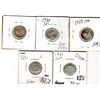Image 2 : 1091.  5-0.8 SILVER TEN CENT PIECES