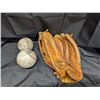 Image 1 : Vintage Rawlings Baseball Glove with (2) Vintage Baseballs