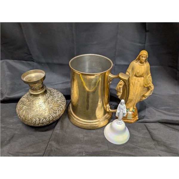 Lot of Vintage brass Items w/ Misc. (Jesus Statue/Bell)