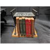 Image 6 : Miniature Crescent Cast Iron Stove w/ Stove Parts and Mini Book Shelf Coaster Design
