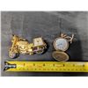 Image 2 : (2) Watches (1) Vintage Brass Pocket Watch (1) Motorcycle Design (Both not Working)