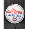 Image 1 : Reproduction Tin Chevron Gasolines Sign (33.5"x33.5")