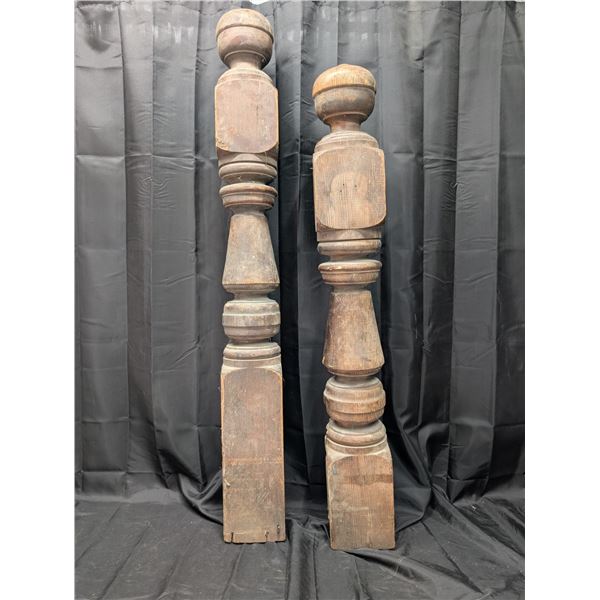 (2) Vintage Wood Banisters (46"x5.5"x5.5") and (40"x5.5"x5.5")