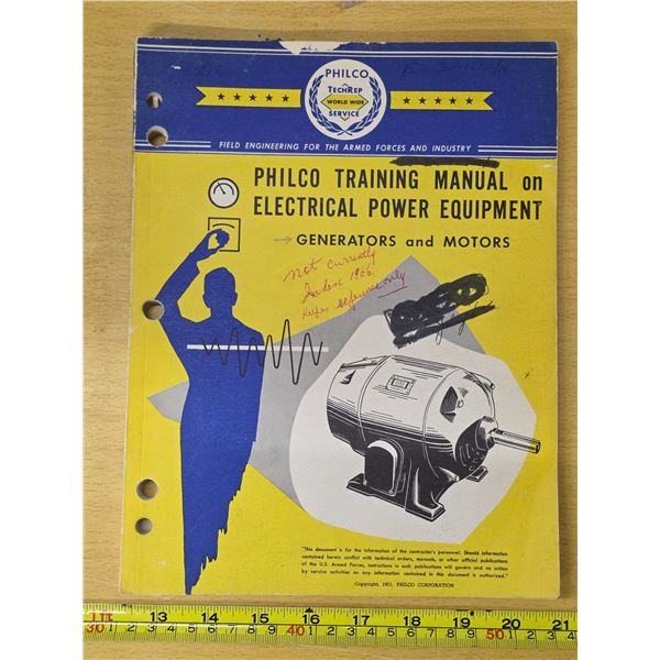 Philco training manual on electrical equipment book from 1951