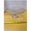 Image 1 : Harp pedestal cake stand- jeanette glass, 1950's