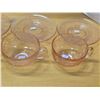 Image 2 : Pink depression glass cups and saucers- cloverleaf pattern- 1930-1936
