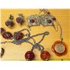 Image 2 : Lot of amber and gold toned colored jewelery