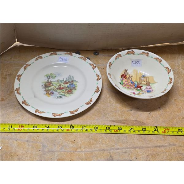 Bunnykins cereal bowl and platye- royal doulton