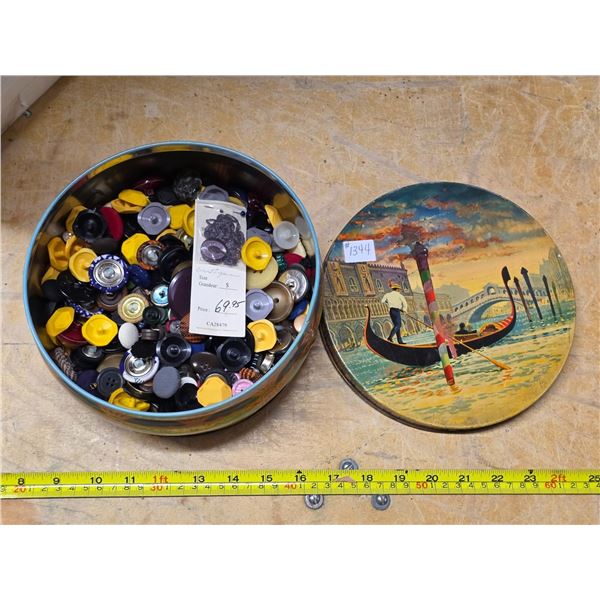 Tin of buttons