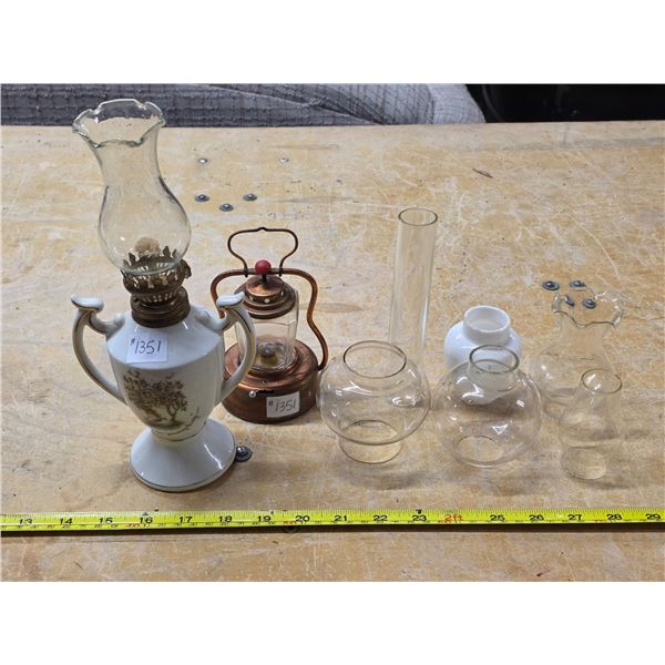Miniature lamps and miniature glass chimneys- glass lamp made in japan