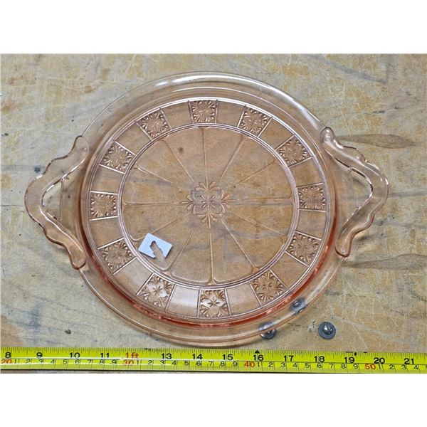 Doric pink depression glass plate- jeanette glass- 1935-1938