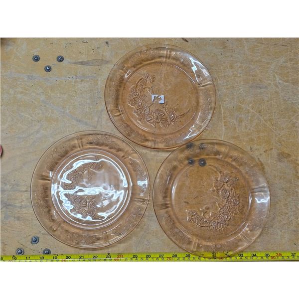 Pink depression glass plates- 9"- 1931-1933