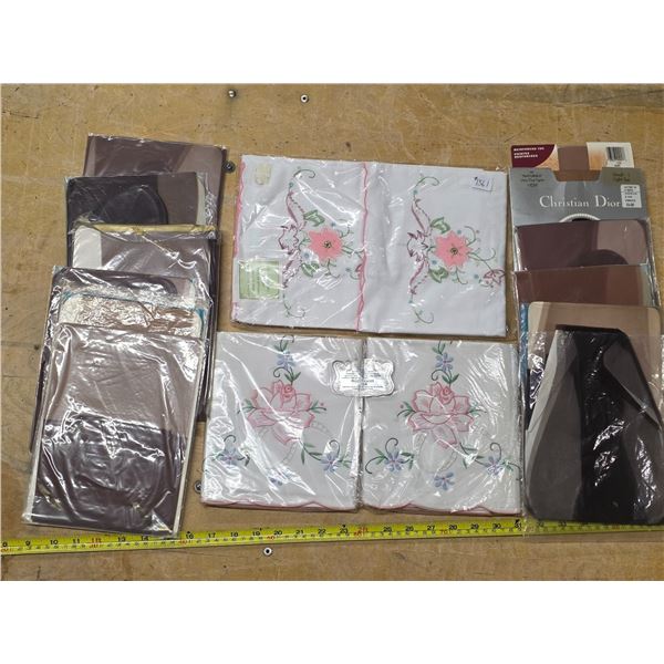 Lot of vintage pillow cases and nylons