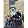 Image 1 : Pallet of misc items, chair, tires