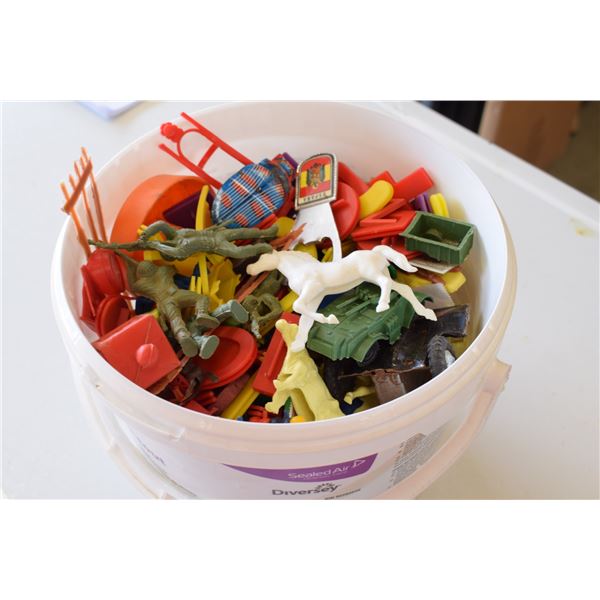Pail of 1960's plastic toys