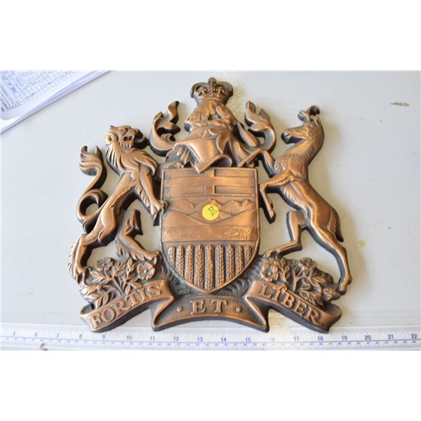 Heavy bronze alberta coat of arms
