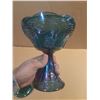 Image 3 : Vintage Indiana Glass Harvest Grape Blue Carnival Glass Complete with a Lid.