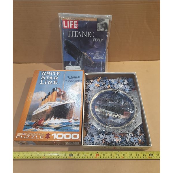 Titanic Puzzle with Collector's Plate, Magazine, etc.
