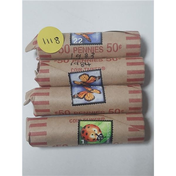 1983, 1984, 1985, 1986 Roll of Canadian One Cent.