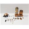 Image 1 : Decorative and collectible items (Kachina Doll, Stone Turtle Figurine, Miniature Wooden Barrel, Asso