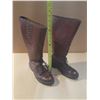 Image 1 : Vintage Brown Leather Lace-up RCMP Riding Boots.(Mention Inside Boots BABENKO) - (Height 18") - Size