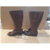 Image 4 : Vintage Brown Leather Lace-up RCMP Riding Boots.(Mention Inside Boots BABENKO) - (Height 18") - Size
