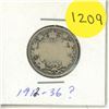 Image 1 : 1912-36 ? Canada Silver 25 Cents Coin.