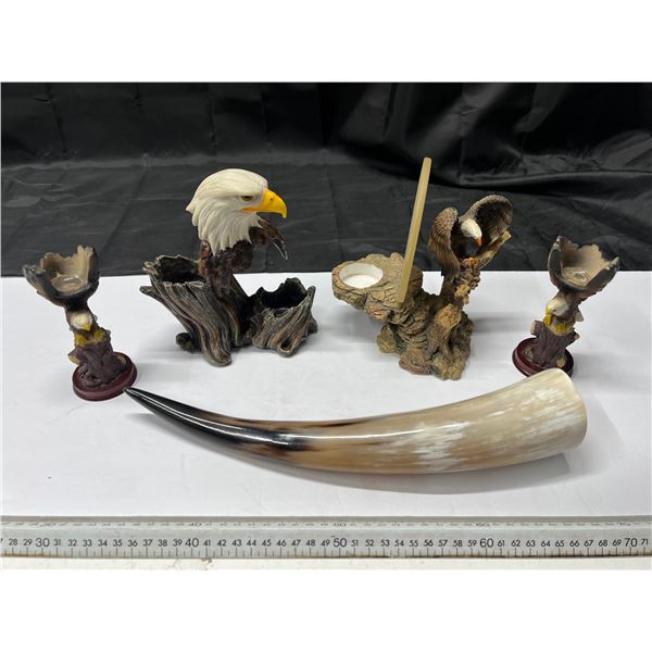 Eagle Candle Holder and Buffalo Horn