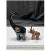 Image 1 : Red Wood Elephant and Large Glass Elephant