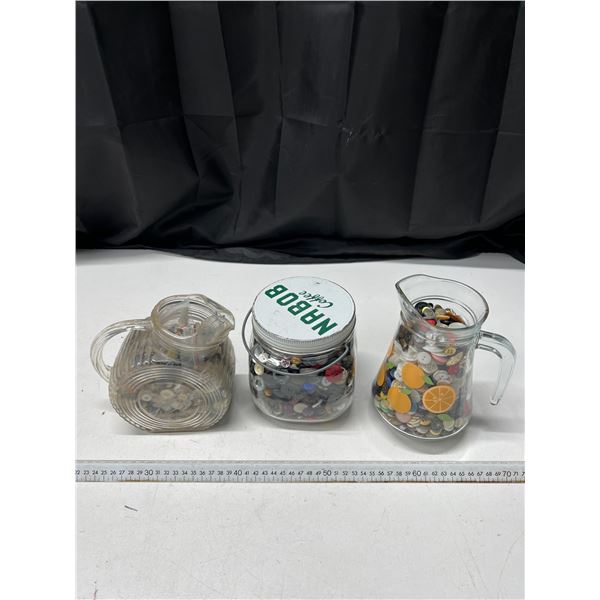 3 Jars of Vintage Buttons