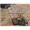 Image 1 : Vintage Brass Rolling Cart w/ Glass Table Top (23"x14"x27")