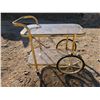 Image 2 : Vintage Brass Rolling Cart w/ Glass Table Top (23"x14"x27")